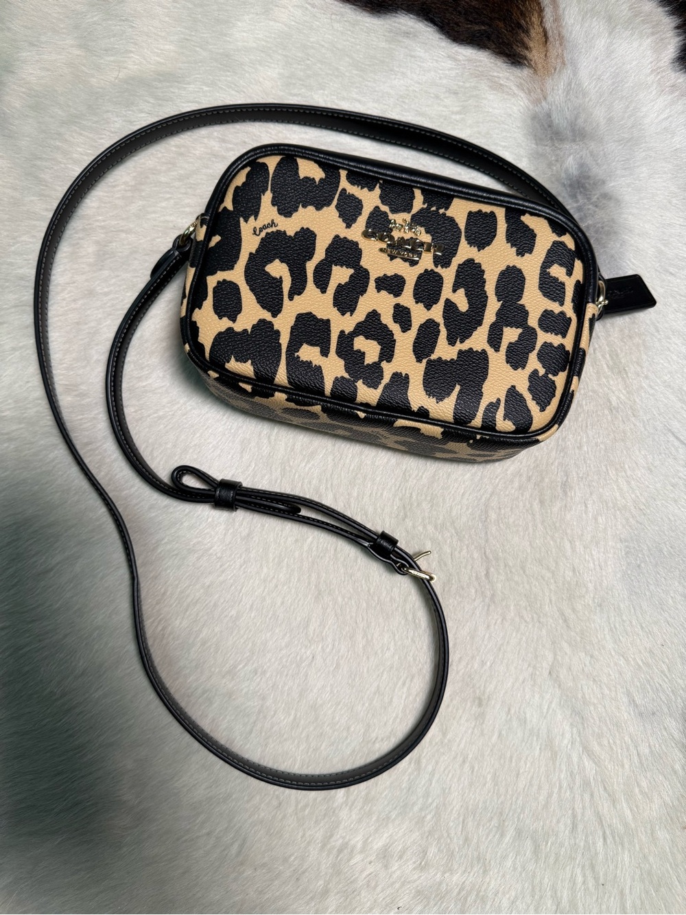Coach Leopard Print Crossbody Camera Bag